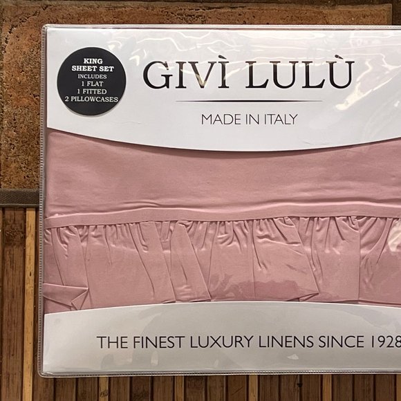 Givi Lulu Cotton Percale Sheet Set - KING SIZE  Italian luxury (MAUVE) - Picture 7 of 11